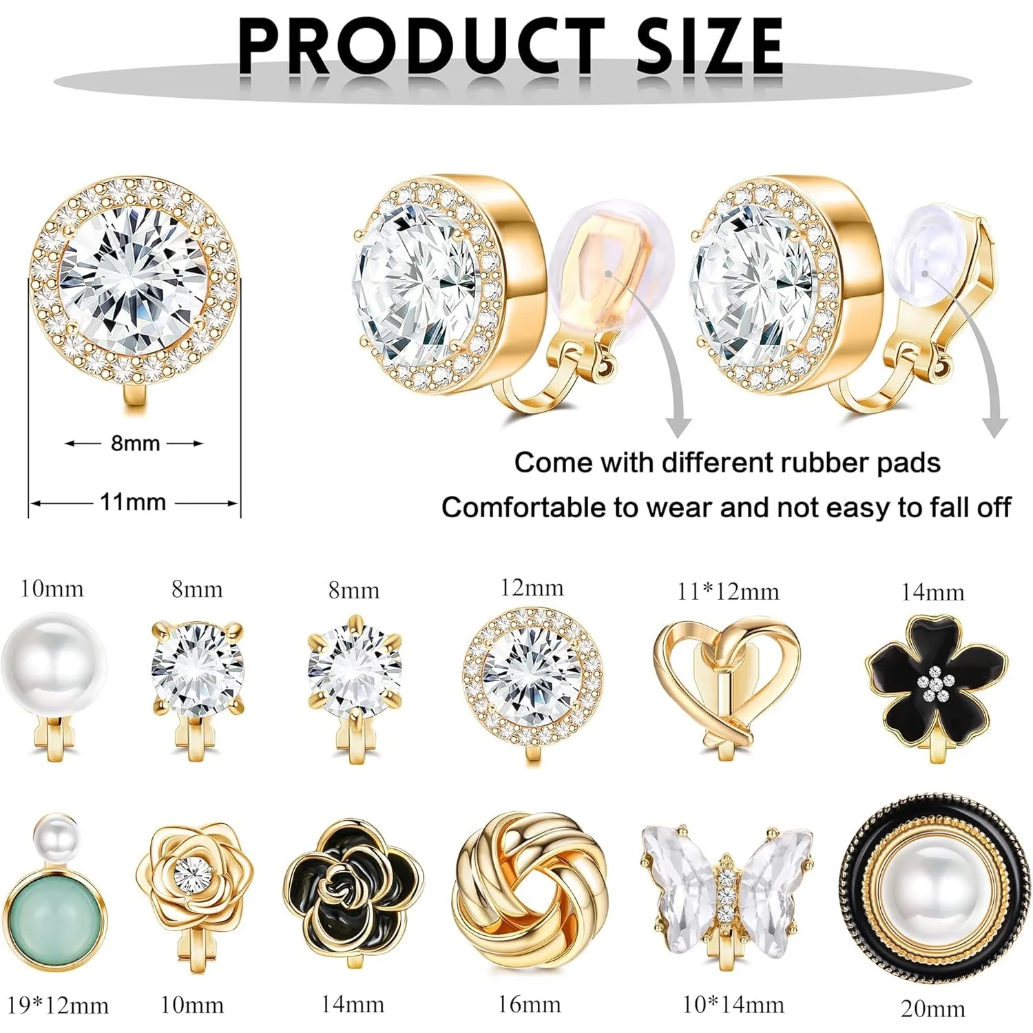 12-Pair Crystal Clip-On Earrings 6