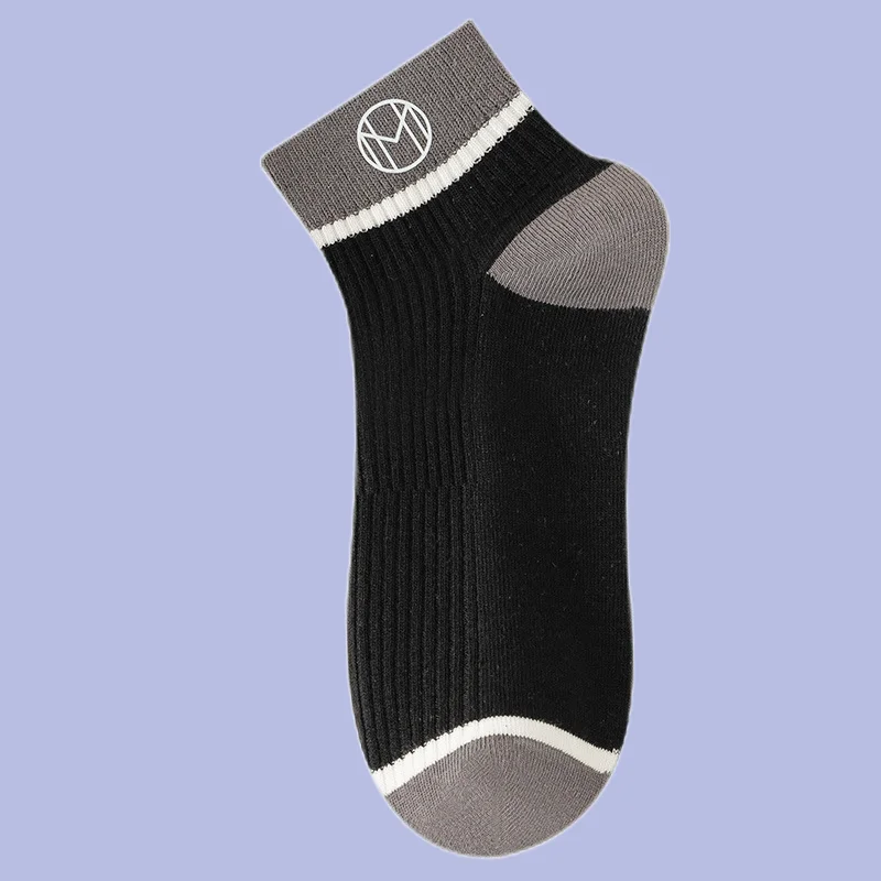 5/10 Pairs Breathable Sports Boys Black and White Low-top Socks Summer Thin Men's Socks Deodorant 2024 New Sweat-absorbent Socks