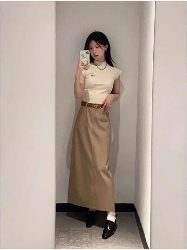 Mature Chic Sle f-Slee T-Shirt und Rock Set Sommer Pure Desire oulderlanges zweiteiliges Set für Frauen Faionable