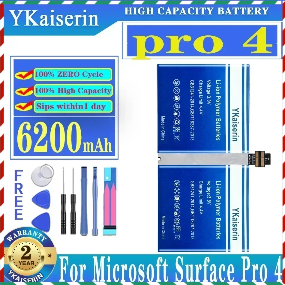 

YKaiserin 6200mAh Replacement Battery For Microsoft Surface Pro 4 Pro4 1724 12.3 Tablet 7.5V Batterij + Track Code Free Tool