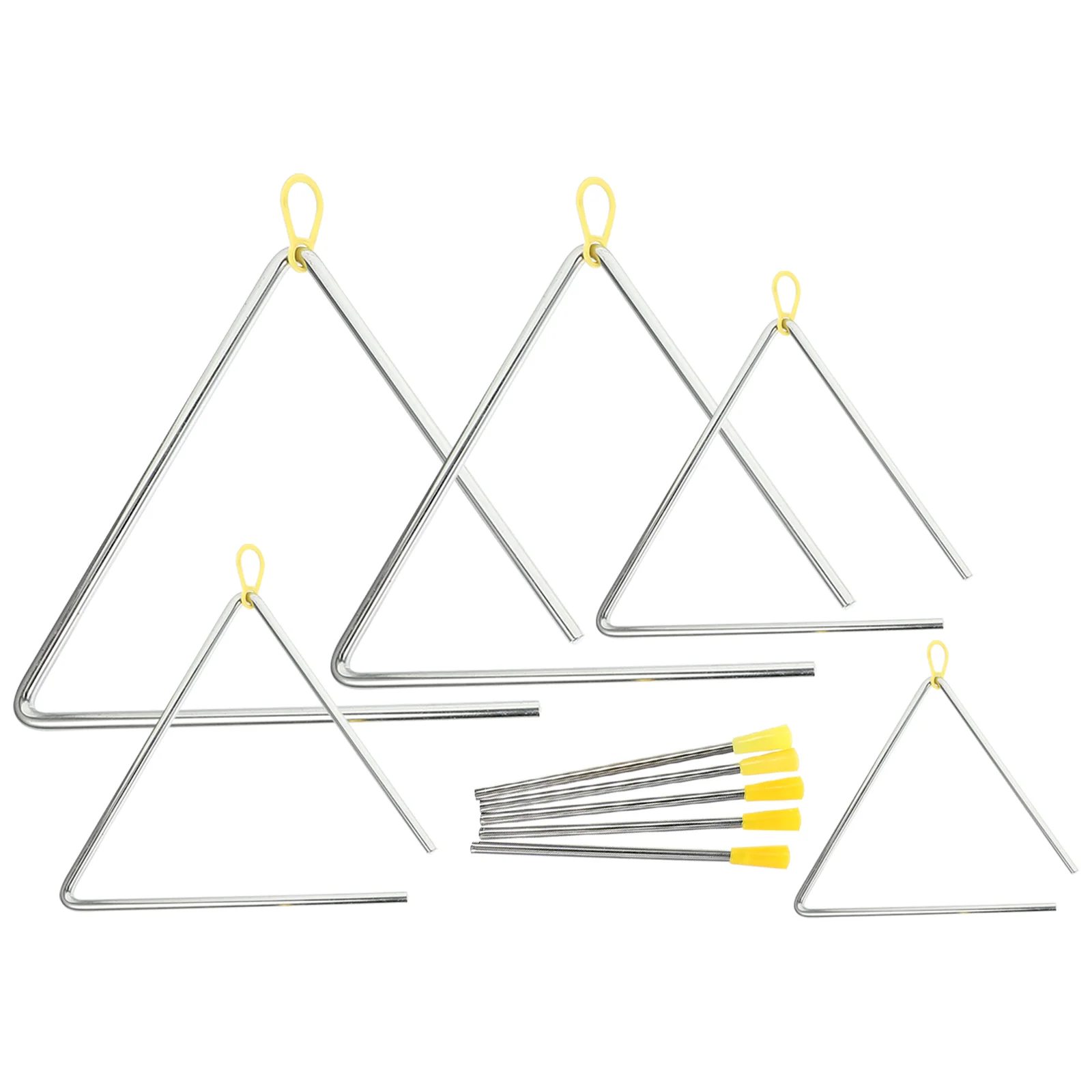 5 Sets Triangle Percussion Kids Musical Instruments Hand Triangles with Striker