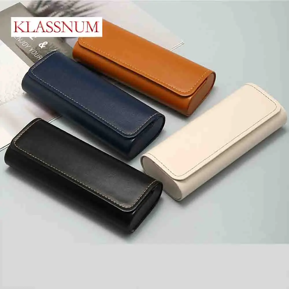 المحمولة الرجال النساء النظارات الشمسية قصر النظر الشيخوخي صندوق تخزين مكافحة الضغط النظارات حقيبة نظارات Accesso بولي Leather حافظة نظارات جلدية #2