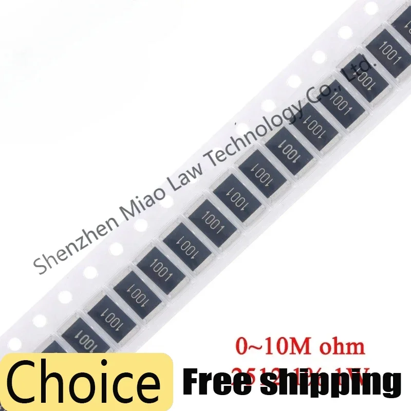 50pcs 2512 SMD 저항기 1% 0~10M 0 0.03 3.3 5.6 10 12 20 30 36 47 51 82 100 200 680 750 1K 2K 6.8K 10K 20K 22K 200K 1M 10M 옴