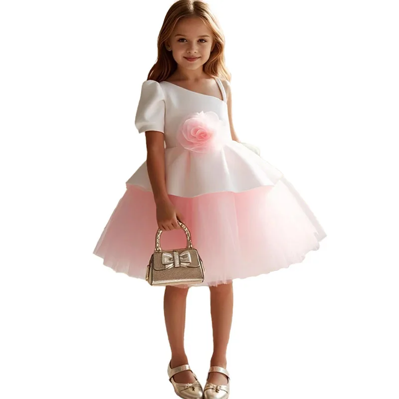 

Baby Toddler Girls Dresses Flower Rose Princess Formal Party Wedding Birthday Ball Gown Puff Mesh Tutu Tulle Kids Outfit Elegant