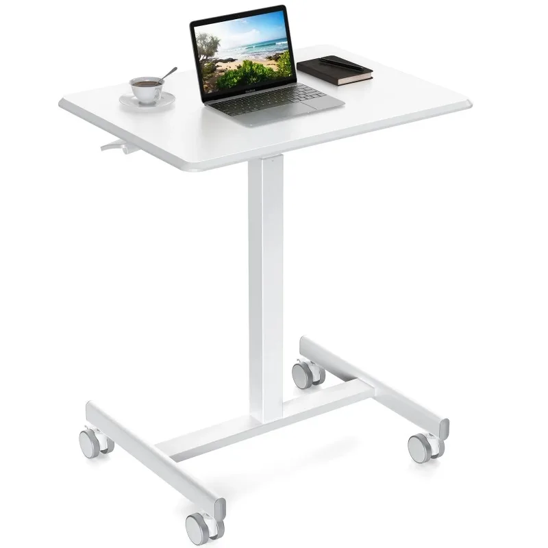 

Small Mobile Standing Desk, Portable Rolling Laptop Cart with Adjustable Height and Wheels, Computer Table for Home Office,