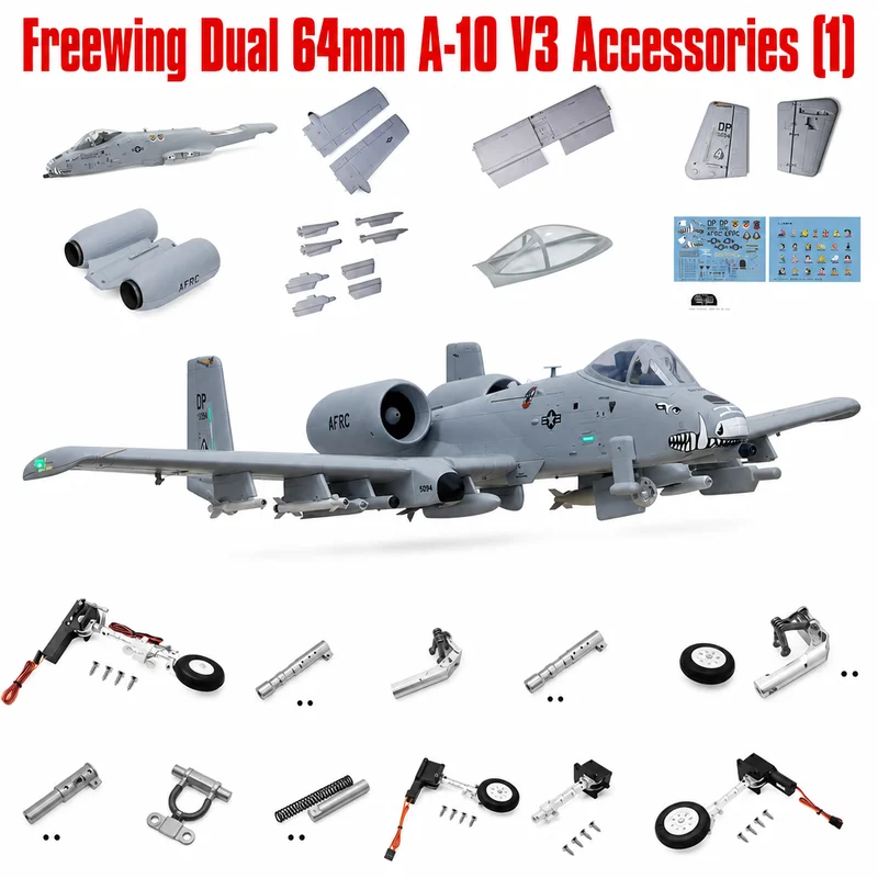 Freewing Dual 64mm A-10 V3 Original Accessories（1） Body Main Wings Flat Tail Vertical Tail Cabin Landing Gear Missile