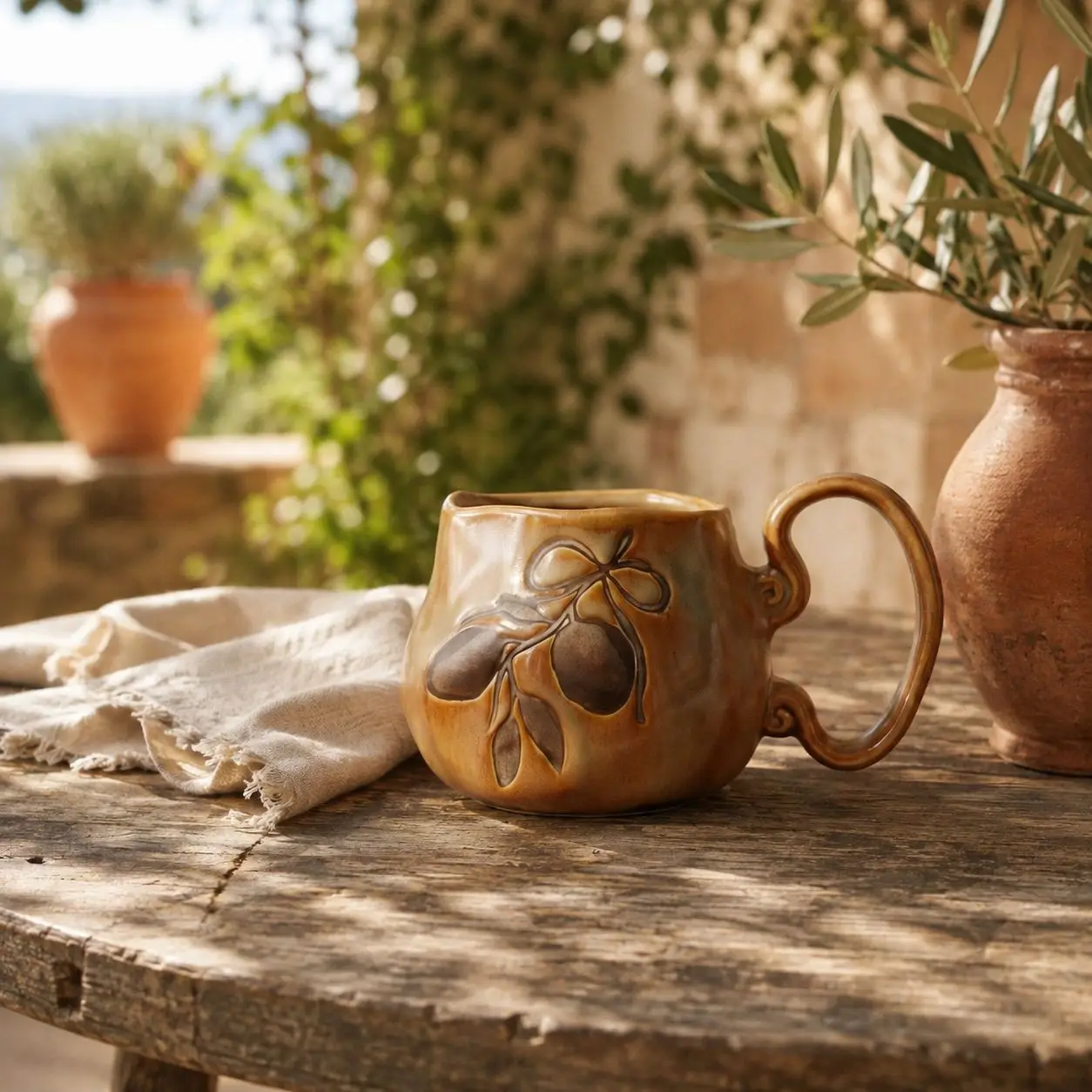 HYS retro style kiln change Ruyi mug household ceramic water cup with handle cup breakfast cup office