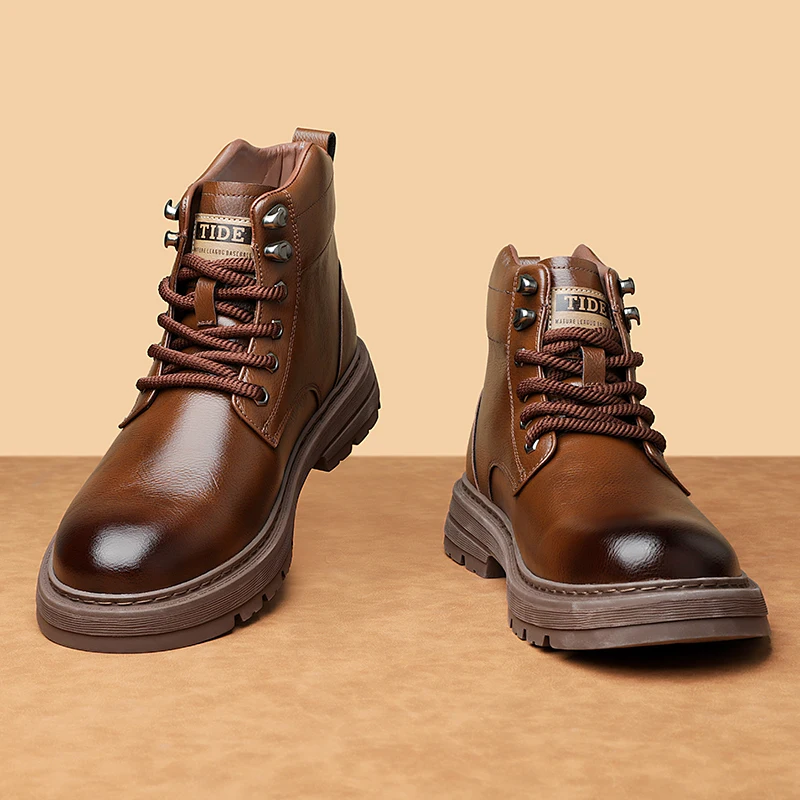 

Men's retro autumn and winter boots High quality luxury style Work or leisure party Adult business suit leather shoes dress