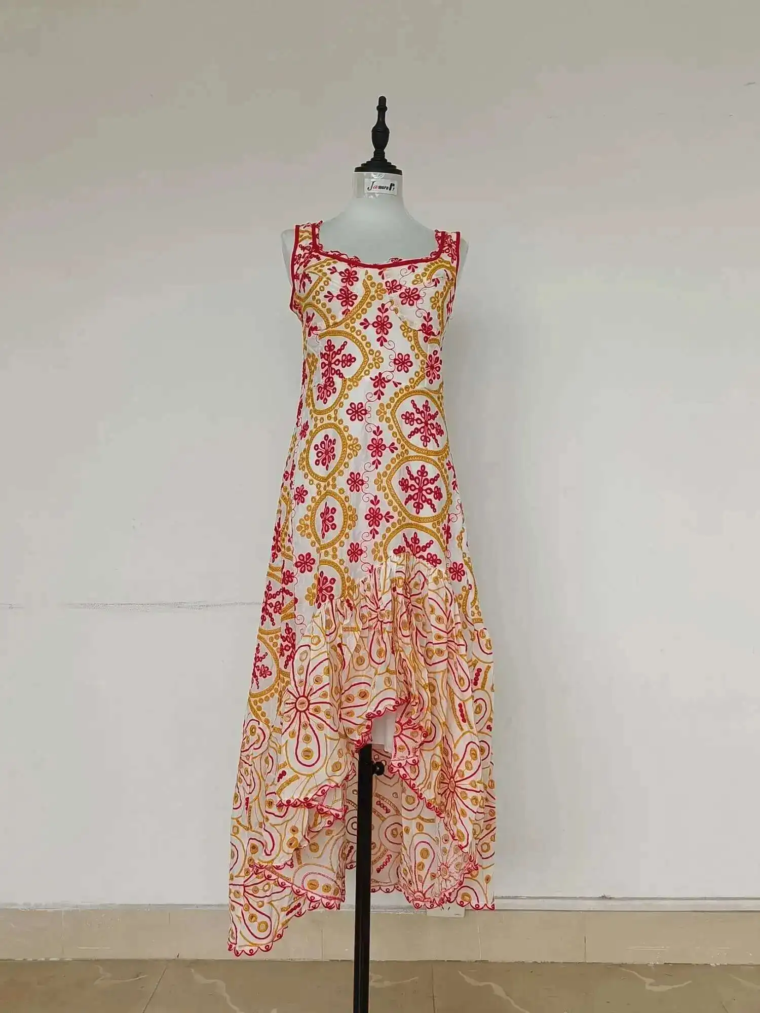 Jamerary Frauen Stickerei Kleider Midi Baumwolle Fischschwanz Meerjungfrau Abschluss ball langes Kleid weibliche Party Nacht Sommer neue Strand Sommerkleid