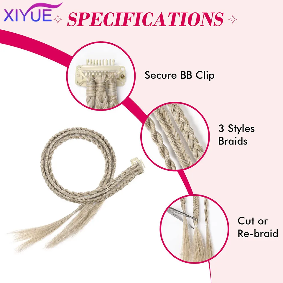 XIYUE-Tranças Perucas Europeias e Americanas, Extensões de Cabelo Triplo Trançado Feminino, Natural e Elegante, Personalidade Gotas de Água