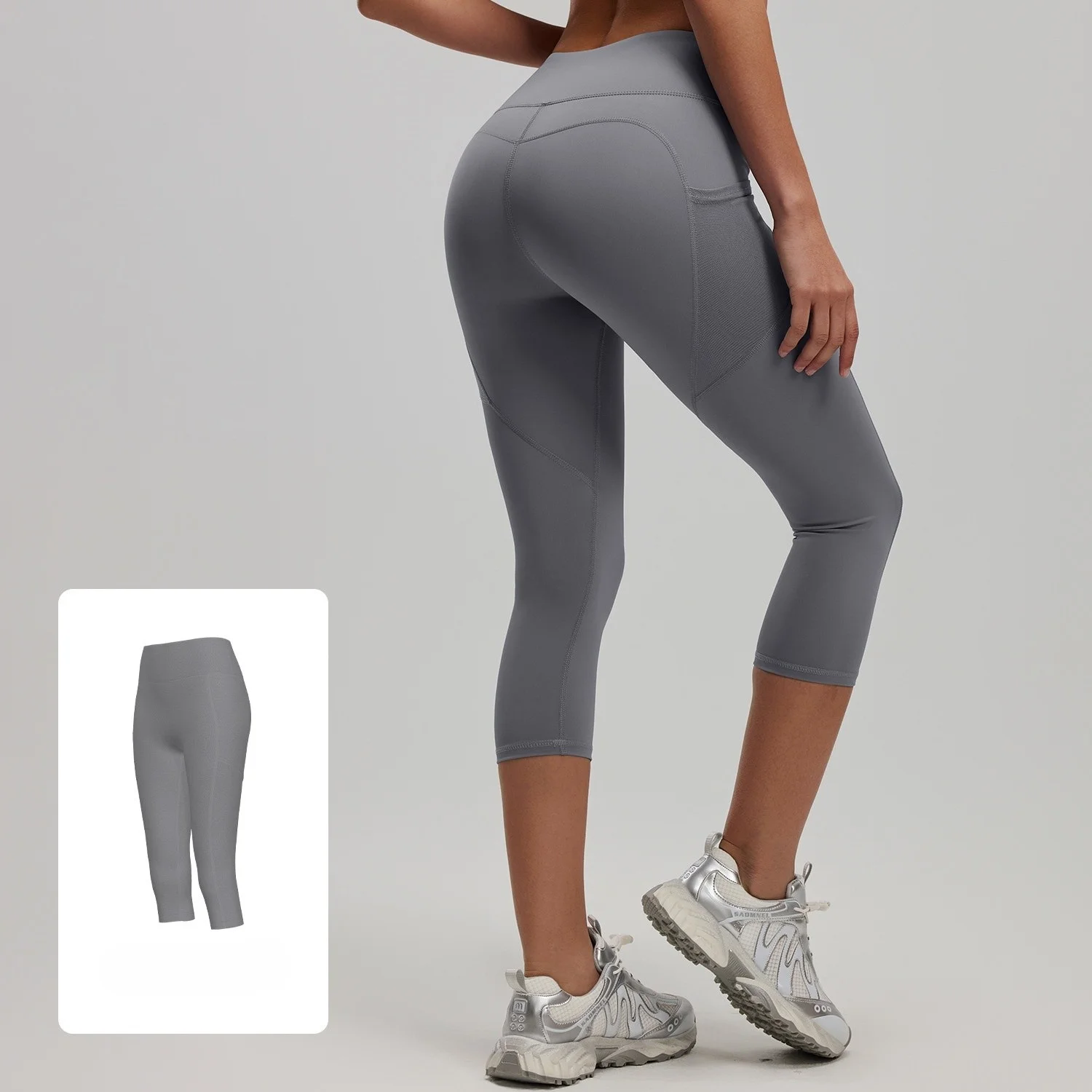 ヨガパンツ グレー オーバーサイズ 女性用 リラックスしたヨーロッパとアメリカのスタイル ボディタイト 洗える ボトムス ラジーアップ ワイド フォールドオーバーライン フット付き 吸収性 イン