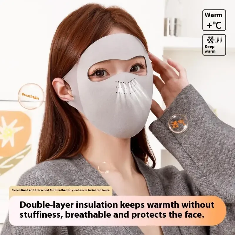 Máscara cálida de cara completa para invierno, máscara lavable sin rastro, transpirable, a prueba de polvo, máscara de montar engrosada, conducción al aire libre, esquí