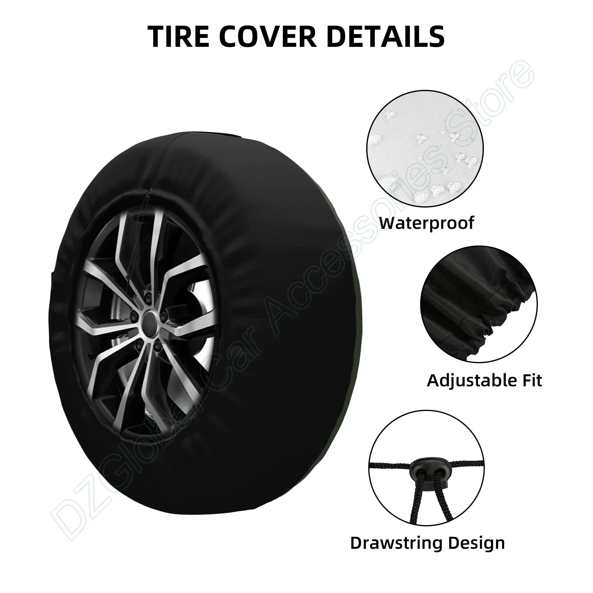 US Army Green Star Spare Tire Cover Polyester Universal Sunscreen Waterproof Wheel Covers for Trailer Rv SUV Truck