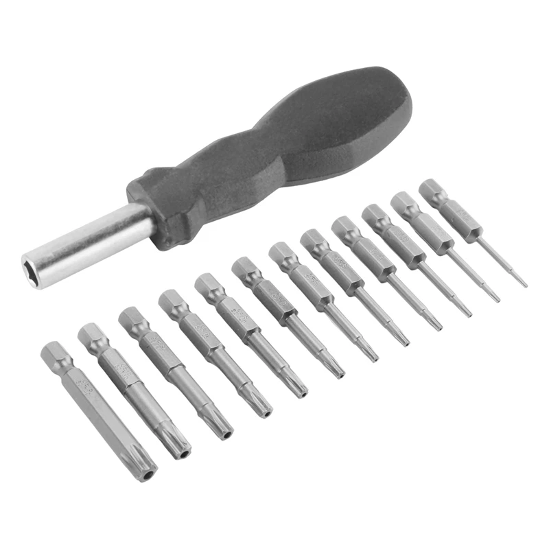 

12 Pack Torx Head Screwdriver Bit Set 1/4 Inch Hex Shank T5-T40 Star Screwdriver Tool Kit With 1 Pack Handle