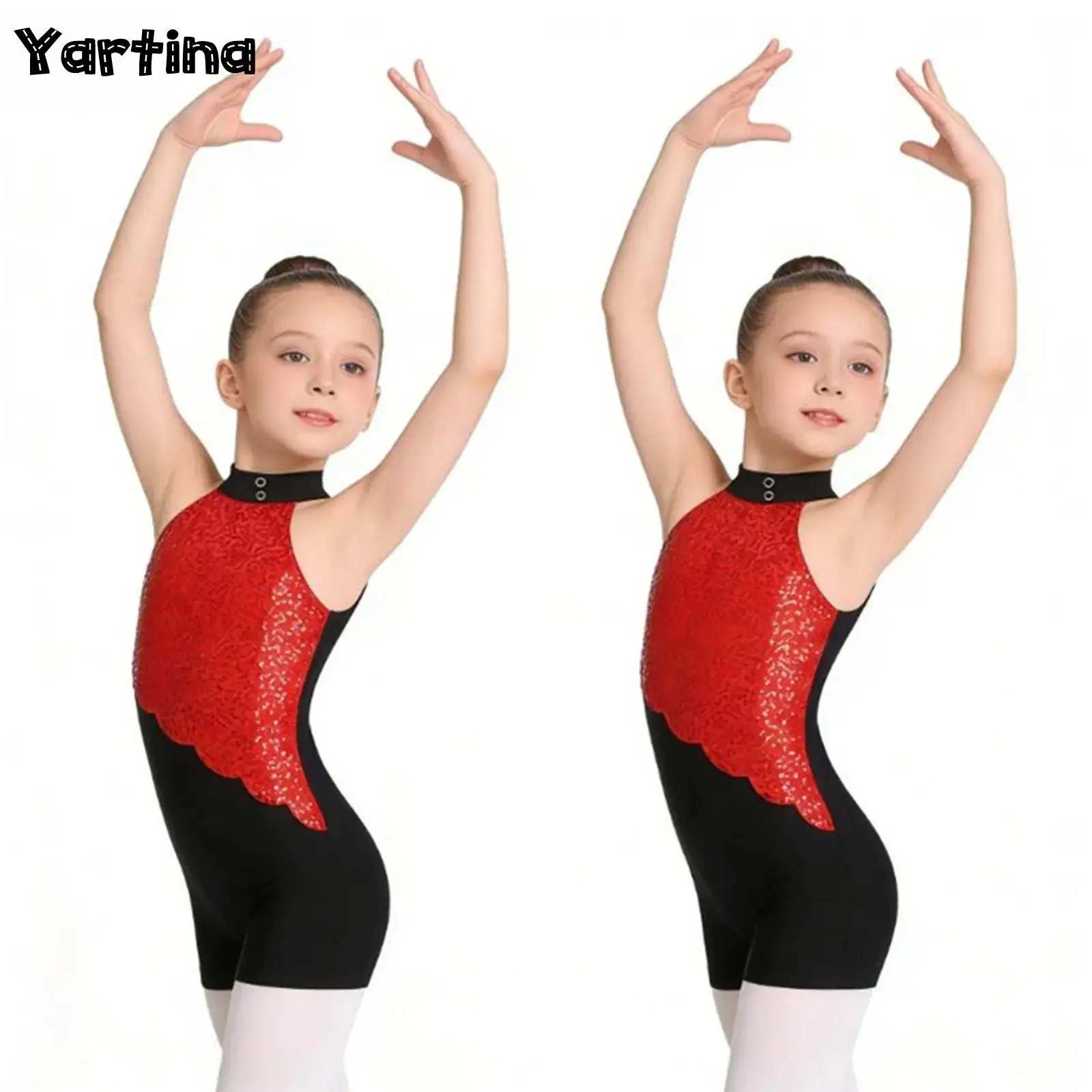Kids Girls Gymnastics Artistic Skating Costume Ballet Jersey Unitards Ballet Biketard Jazz Latin Dance Performance Dancewear