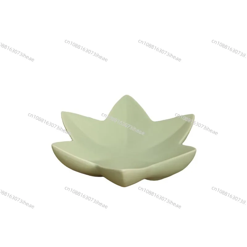 2025 Modern Creative Living Room Decoration Snack Storage Tray Candlestick Decoration Green Lotus Ceramic Fruit Plate
