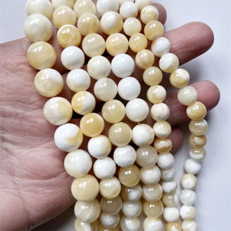 High Quality Natural Genuine Orange Yellow Calcite Round Jewellery Loose Ball Beads Gemstone 4mm 6mm 8mm 10mm 12mm 15\