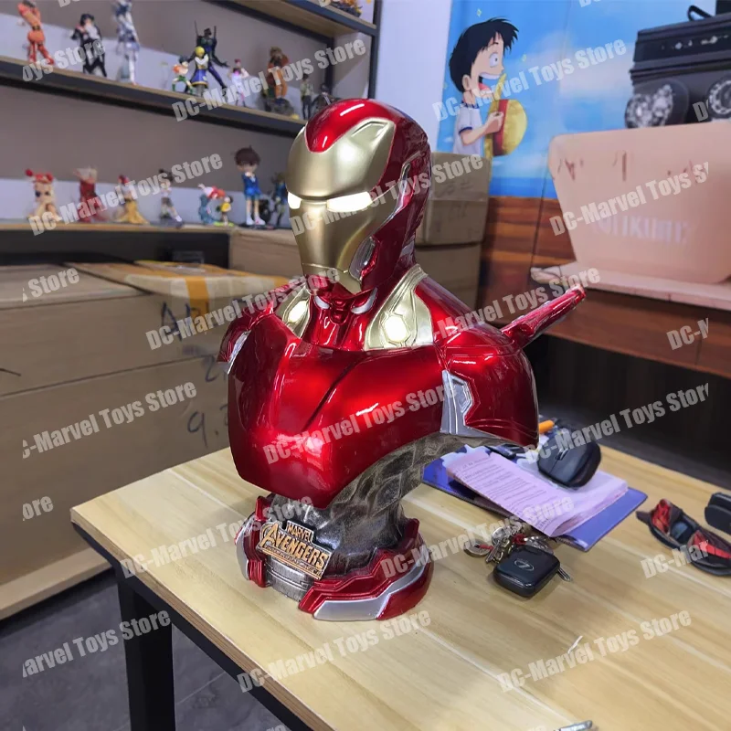 Os vingadores homem de ferro mk50 figura de ação busto brilhante versão luminosa estatueta de resina brinquedos da moda figuras brinquedos personalizados presentes