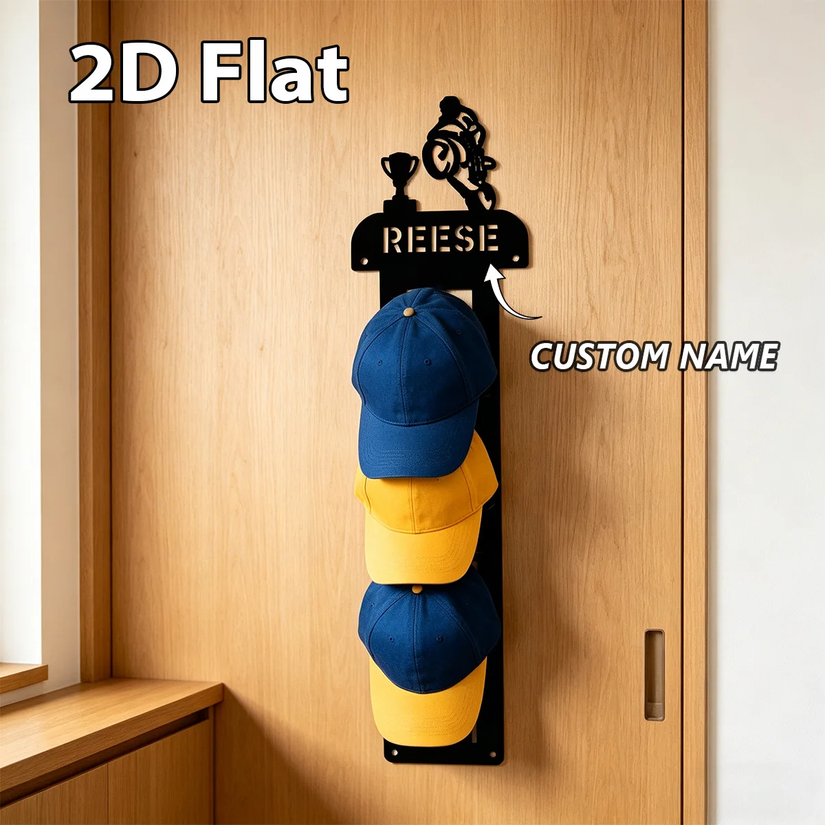 Custom Champion, Motorcycle Metal Hat Rack, Wall Mounted Cap Organizer, Christmas Birthday Gift for Hat Lovers,Suitable for Room