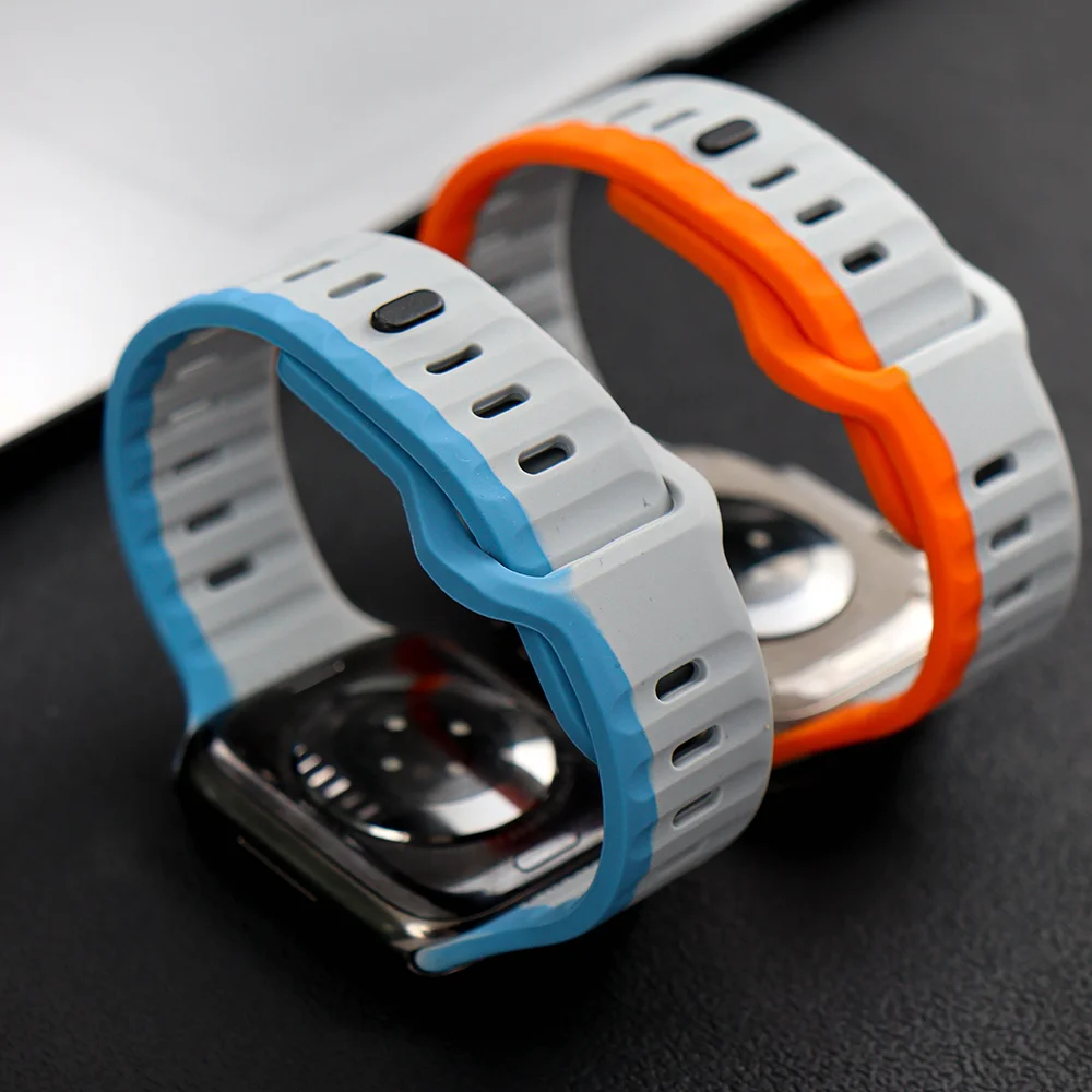 لينة سيليكون حزام ل سوار ساعة يد أبل الترا 2 49 مللي متر 44 مللي متر 46-45 مللي متر 41-42 مللي متر الرياضة حزام الساعات iwatch Serise 5 6 7 8 9 10 سوار