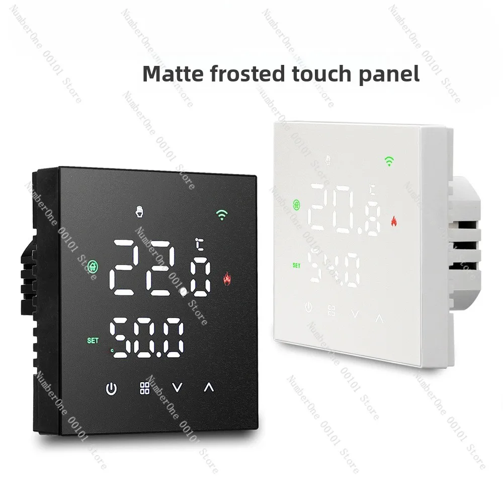 Russian-specific matte frosted wi-fi smart underfloor heating thermostat for electric, water, and gas boilers - russian app