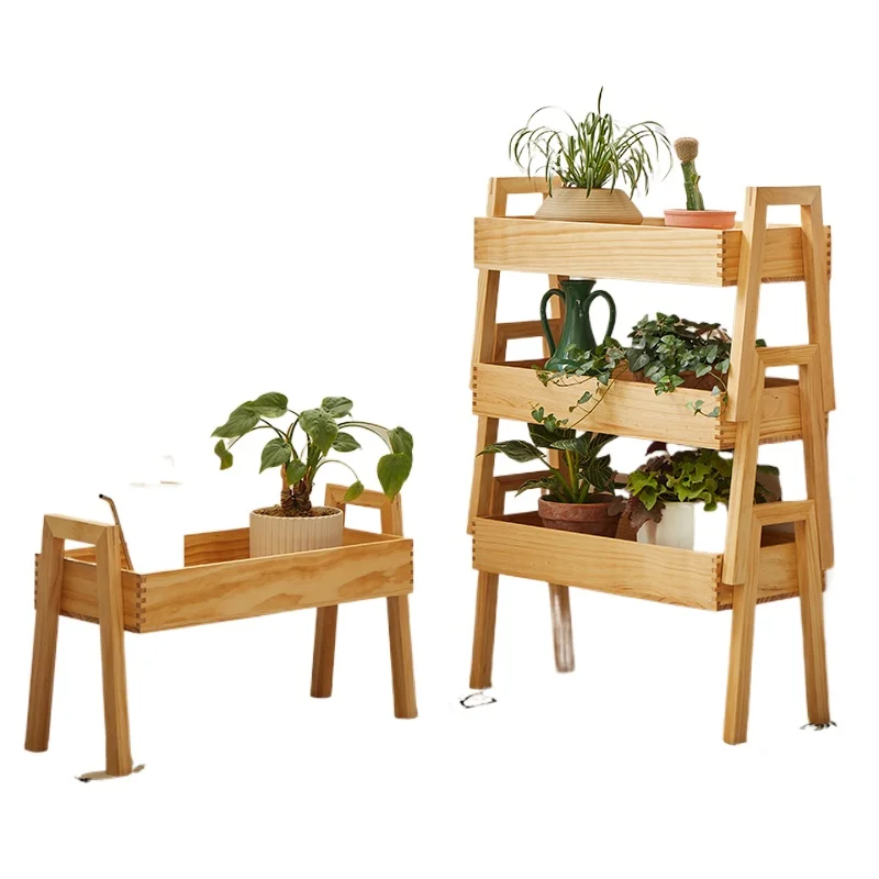 

Stackable Solid Wood Plant Stand Modern Multi-Tier Floor Shelf for Balcony Living Room Indoor Plants