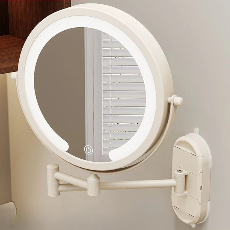 

Folding Bath Mirror Toilet Wall Mounted Mirrors Double Sided Shower Shaving Mirror 360 Degree Rotation LED Bathroom Fixture