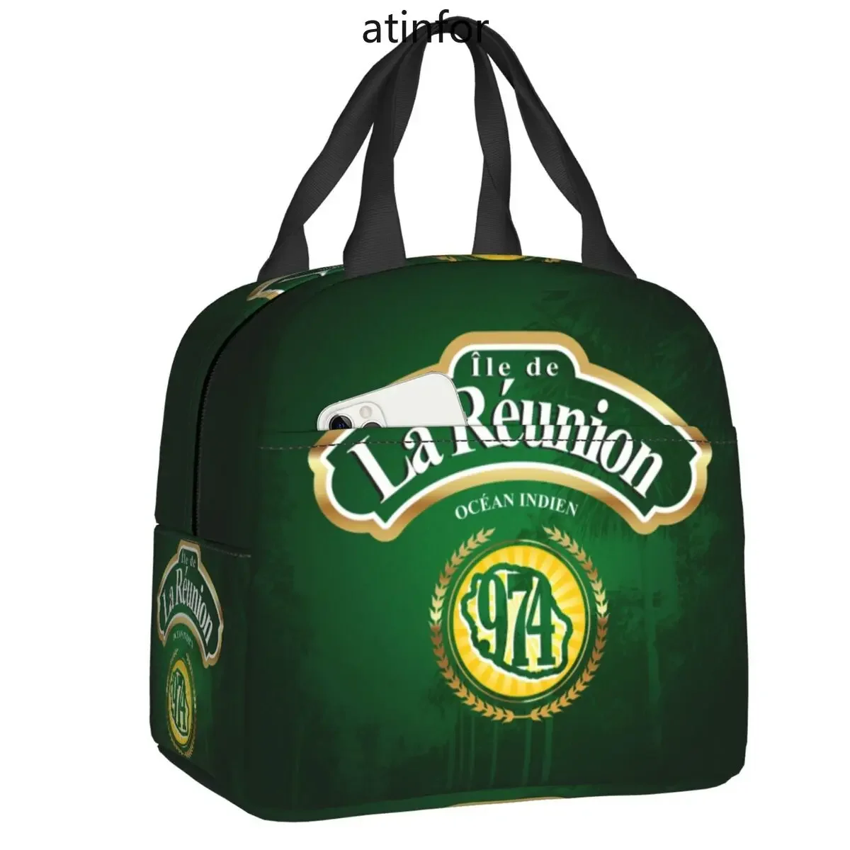 974 Reunion Island Lunch Bag for Women Margouillat Isle Indian Ocean Insulated Cooler Thermal Lunch Box Work School Food Bags