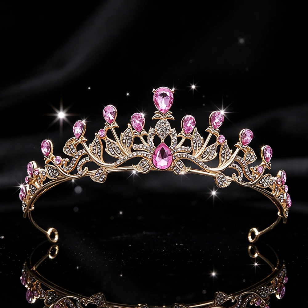 Baroque Crystal Leaf Bridal Ti - Vintage Fashion Queen ulasan dan harga