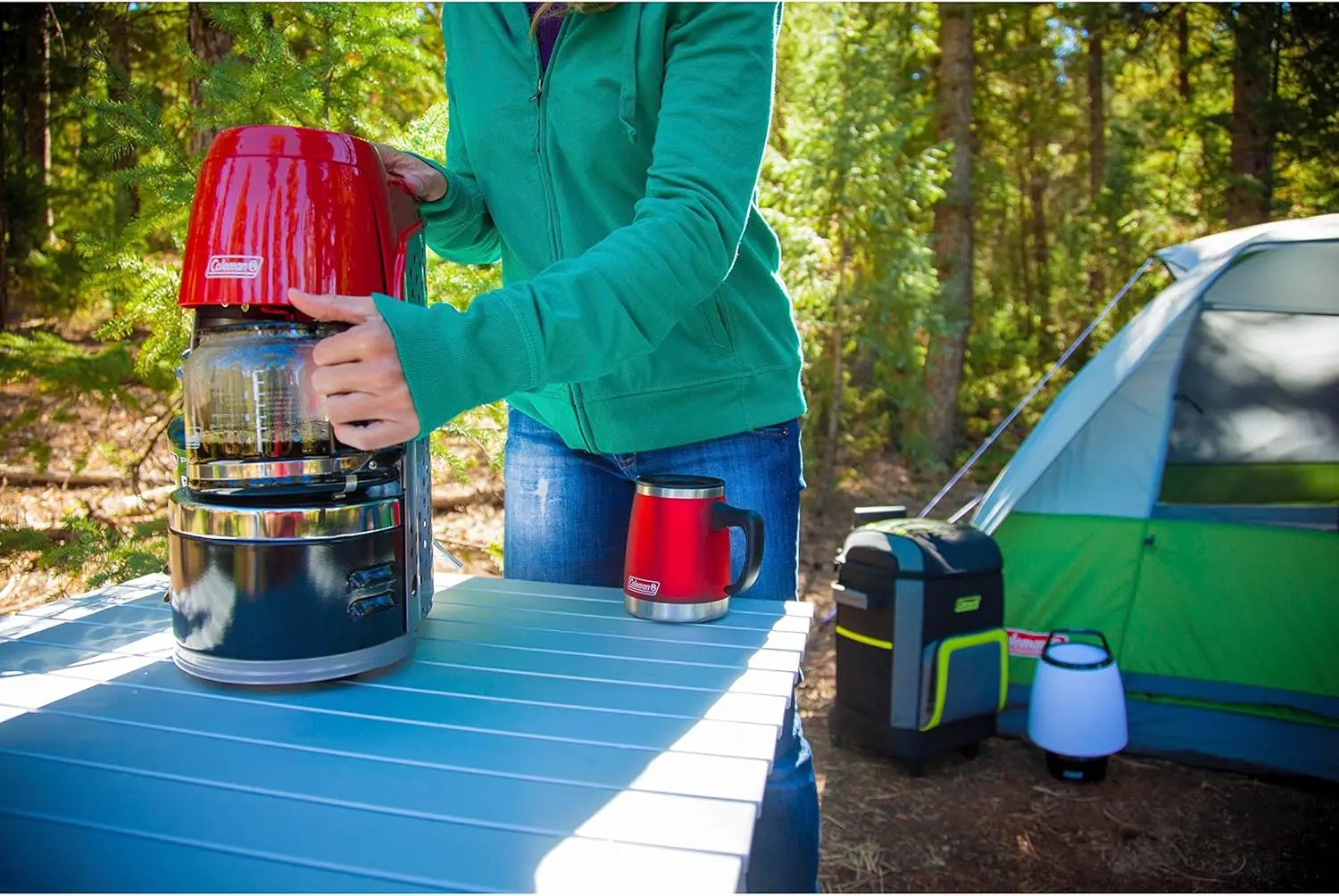 Coleman-Propano QuikPot Cafeteira com Ignição InstaStart, 4500 Barras, Power Brews, 10 Copos em 18 Minutos, Perfeito para Camping