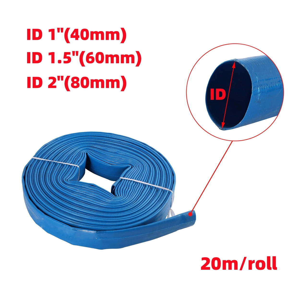 

20m/Roll Blue Water Belt Hose 1''1.5''2'' PVC Yard Agricultural Irrigation Water Pipe Anti-freeze High-Pressure Water Pump Hose