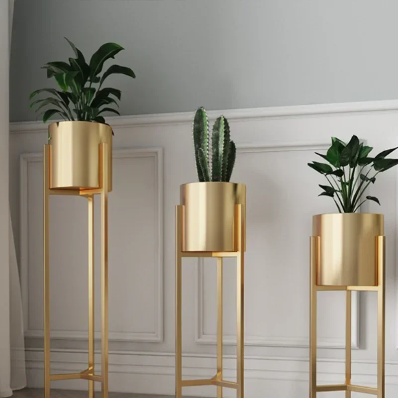 Nordic Light Luxury Gold Plant Stand, Creative Floor, Balcony Flower Rack, Eco-friendly, Durable, Living Room Shelf, Offer