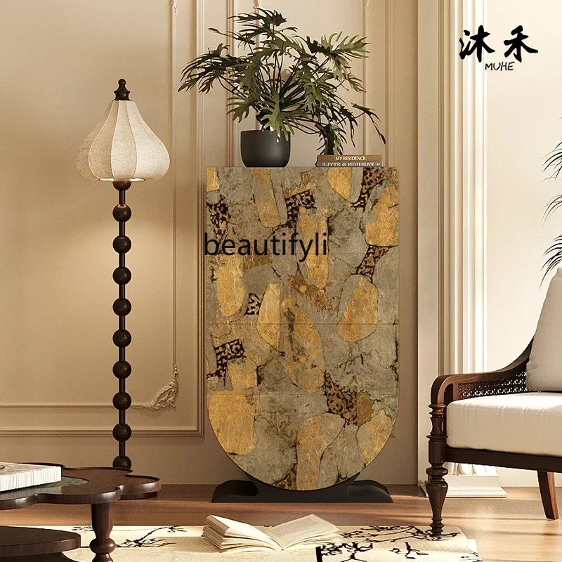 Hot sales High-end light luxury art solid wood chest living room home designer bedroom bedside storage cabinet