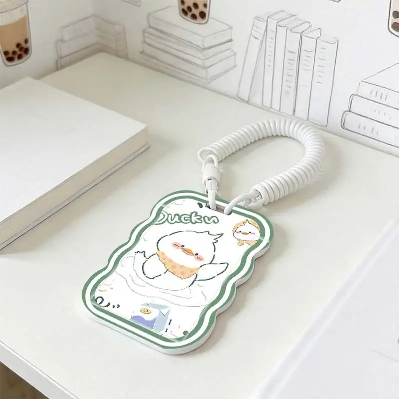 Card Protection Cover for Student Bus/Meal Card Protection Case Stretchable Spring Cord Kpop Photocard Holder Photo Protector
