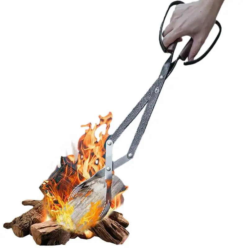 

Log Grabber Campfire Tongs For Fire Pit Heavy Duty 20'Adjustable Fireplace Tongs Firewood Grabber Tool For Picking Up Heavy Wood