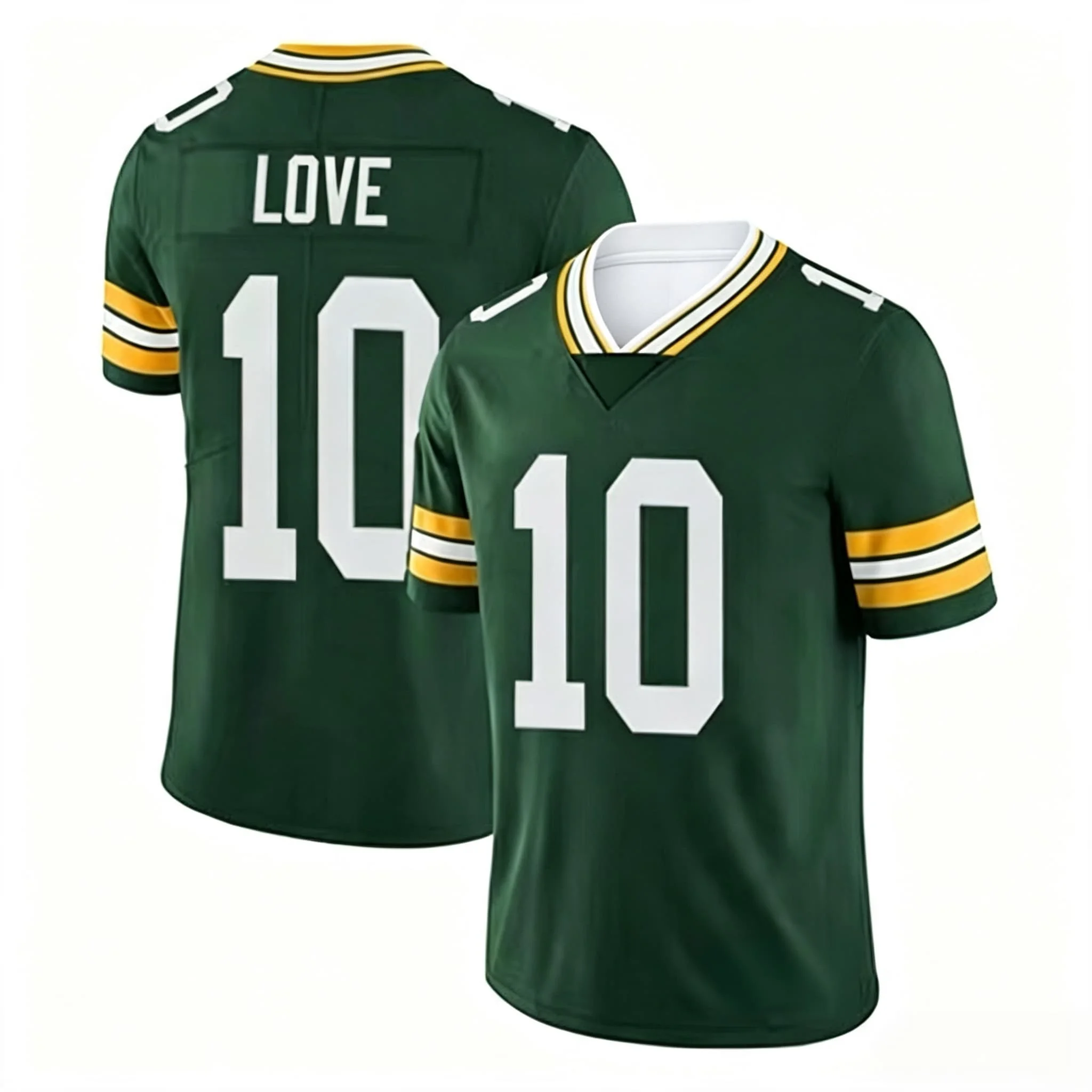 Men #10 Love American Football Jersey V‑Neck Short Sleeve Tops Quick Dry Sport Shirt Street  Sports Training  Family Matching
