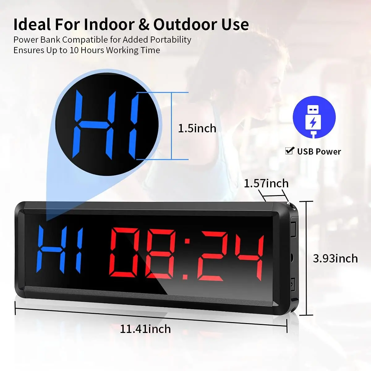 Seesii Gym Timer LED Workout Colck Count Down/Up 11.5\