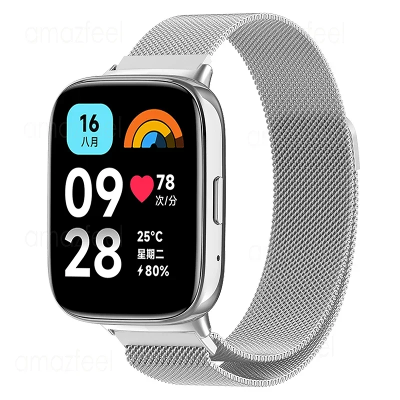 กำไลข้อมือแม่เหล็กสำหรับ redmi Watch 3สายสแตนเลสสตีลสำหรับ Xiaomi redmi Watch 3 Active โลหะ Correa
