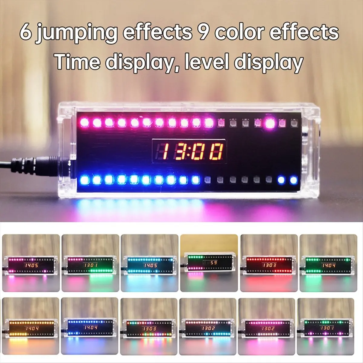 【~ NEW A01R】DC 5V Colorful LED Sound Control Spectrum Rhythm Light Module Digital Clock Electronic DIY Welding Practice Kit
