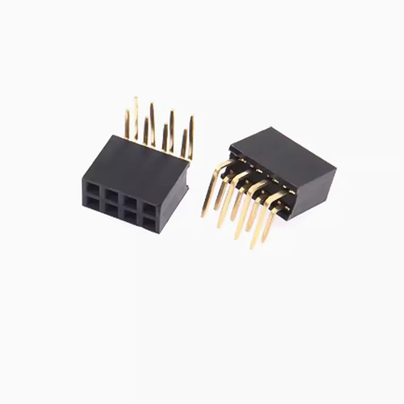 10pcs 2X2/3/4/5/6/7/8/9/10/12/20/40 Pin Double Row Right Angle Female Pin Header 2.54mm Pitch Strip Connector Socket