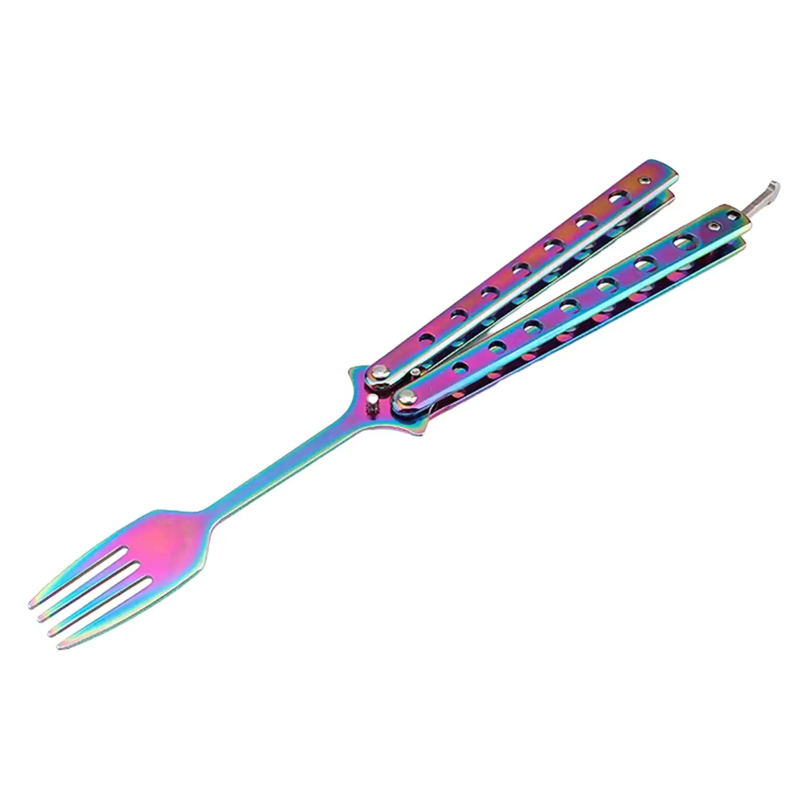 Picture 3: Butterfly Fork 9.06'' Portable Metal Foldable Utensil for BBQ Kitchen Picnic