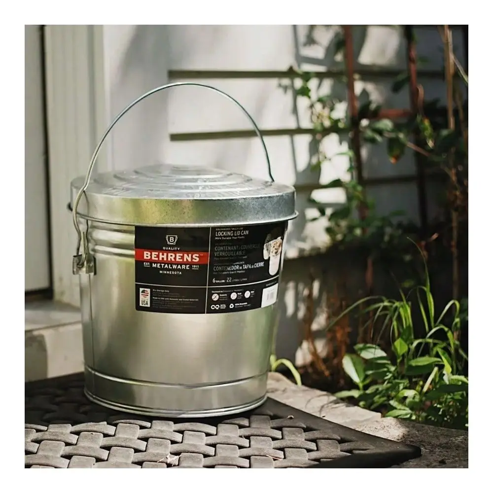 

Galvanized Steel Storage Can With Locking Lid, Heavy Duty Metal Container For Home Garage Kitchen