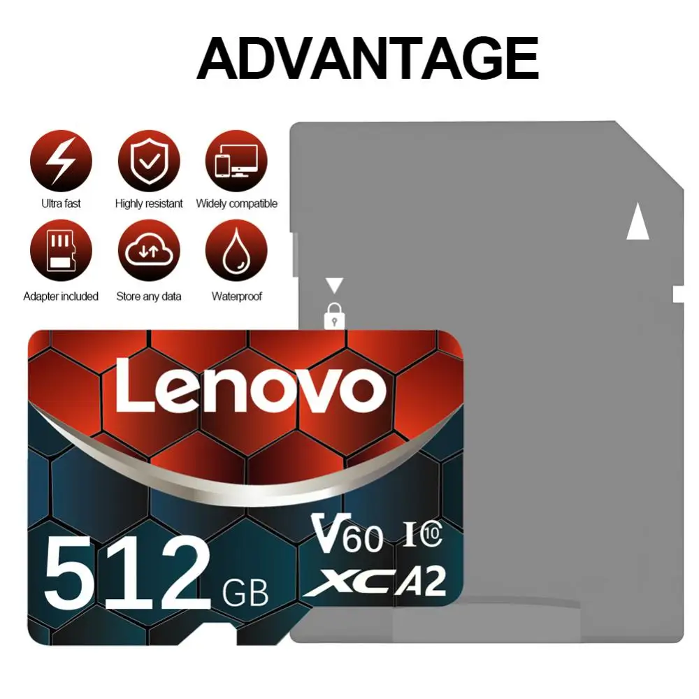 Lenovo 2TB SD Memory Card 1TB 512GB High Speed TF Card U3 Class 10 4K Ultra-HD Video Card SD Flash Memory Cards 128GB 256GB