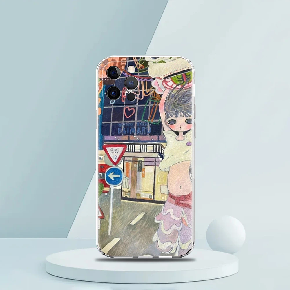 Aya Takano-funda de teléfono para iPhone, carcasa de TPU suave y transparente para iPhone 16, 15, 14, 13, 12 Pro Max, 11 Pro Max, 7, 8 Plus, XS, XR