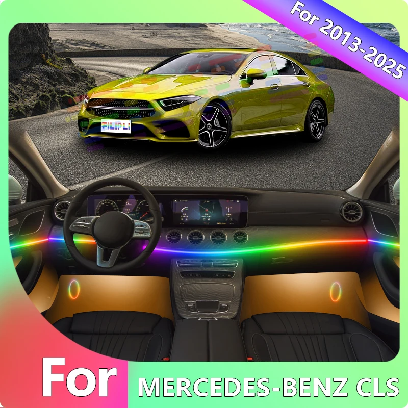 

FILIPLI For The MERCEDES-BENZ CLS For 2019 64 RGB Precision Fit Car Interior LED Strips Cyberpunk Neon Music Sync Rhythm Light