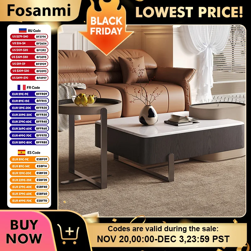 

Modern Luxury Coffee Table with Storage for Home Hotel Decor Stylish Living Room Center Table Premium Leather Durable Side Table