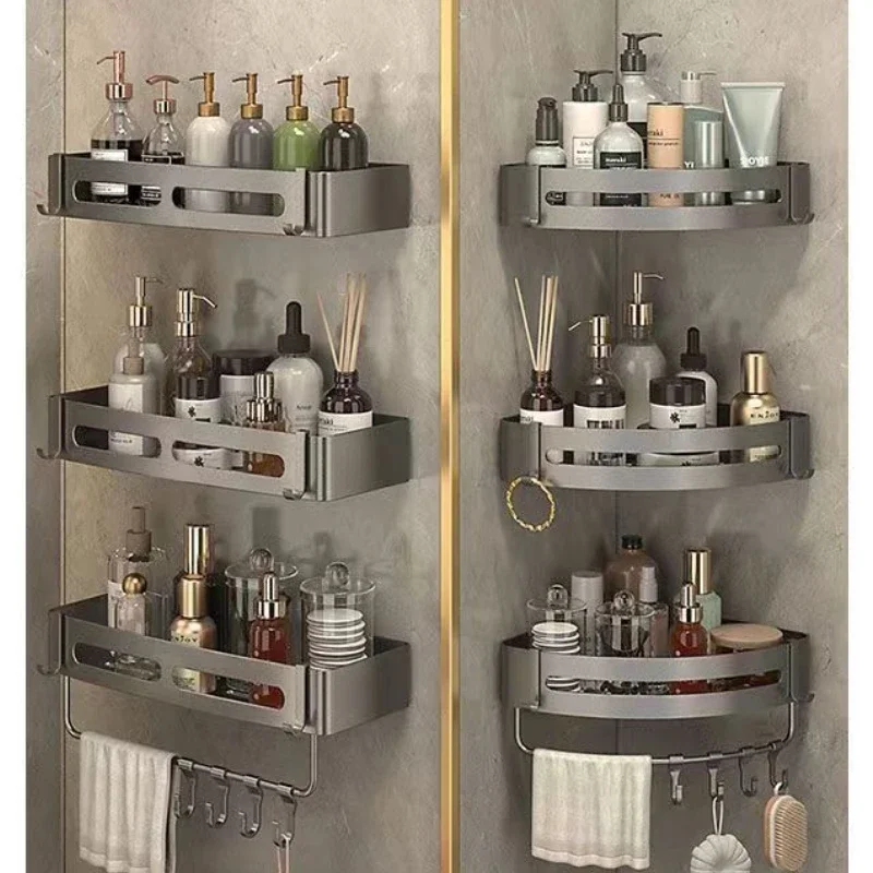 Taupe Bathroom Shelves Corner Shelf Wall Mounted Bathroom Soap Dish Shower Shelf Bath Shampoo Holder Bathroom Accessories