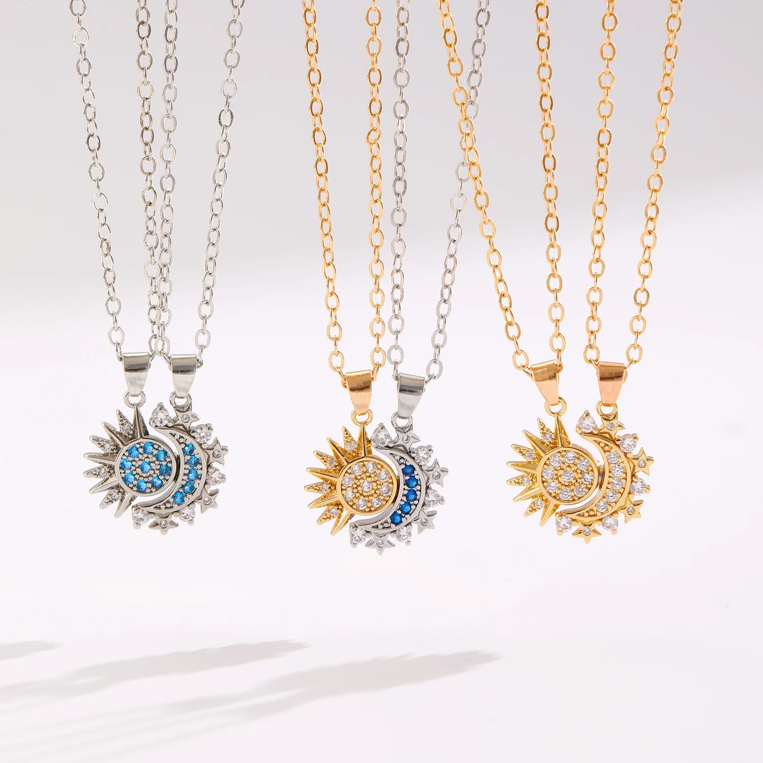 LATS New Copper Magnetic Sun Moon Necklace for Women Men Couple Fashion Chain Good Friend Gifts Trend Jewelry Accessories view 2