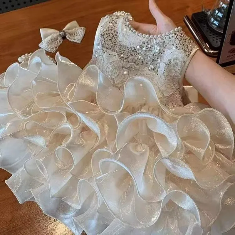 Kids Girls' Summer Dress Princess Dress 2025 New Style Children's Western-style Vest Dress Baby One Year Old Dress 80-140CM