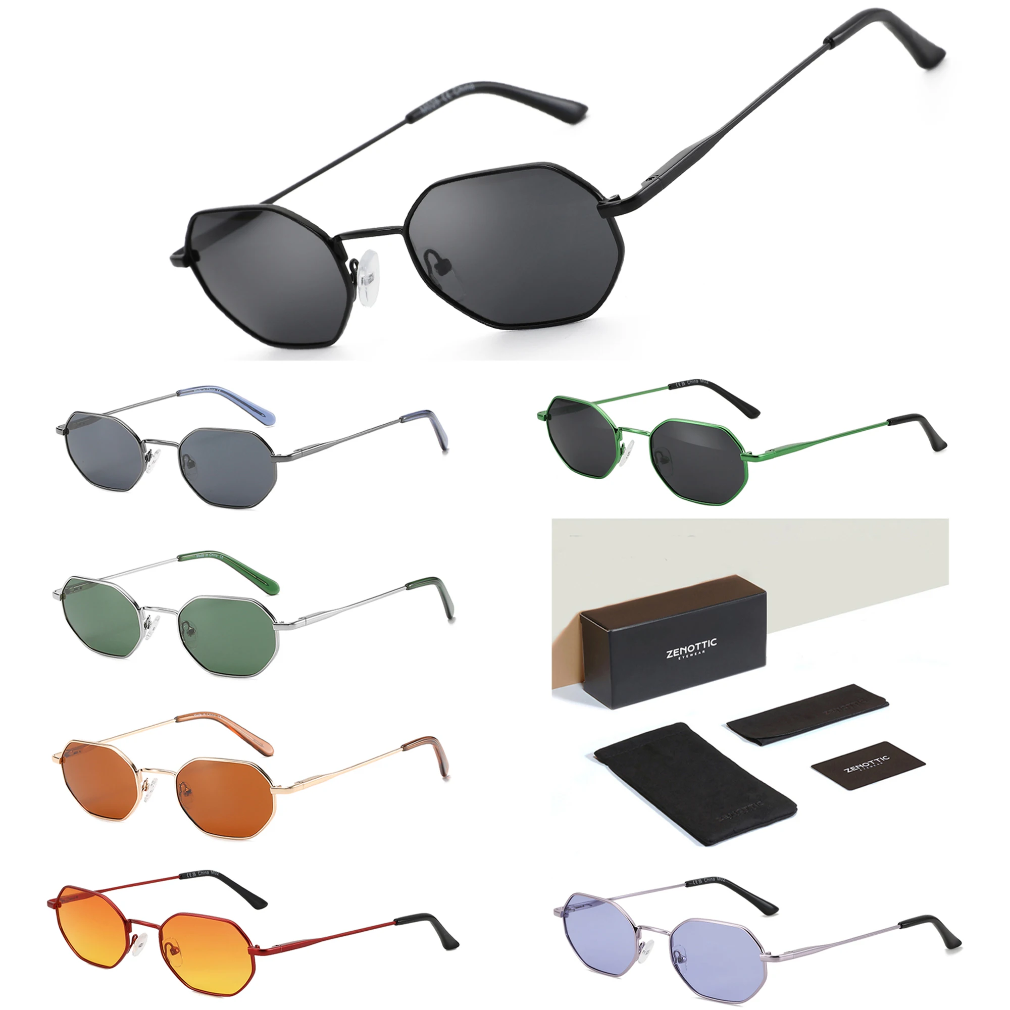 

ZENOTTIC Retro Small Polygon Polarized Sunglasses Women Metal UV400 Sun Glasses Men Anti-Glare UV400 Goggles Driving Eyewear